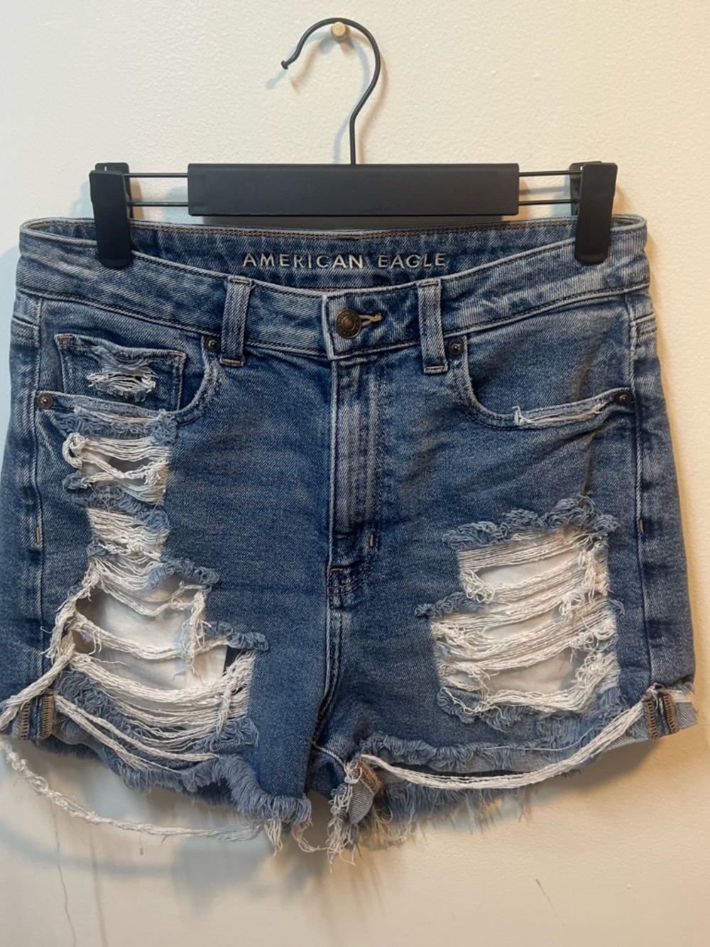 American Eagle Outfitters Distressed Blue Denim Jean Shorts
